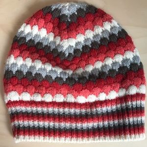 Striped, knit beanie